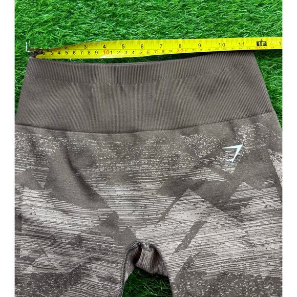 Gymshark Seamless High Waist Biker Shorts Brown Geo Camo Workout Women’s Sz S - Picture 6 of 8